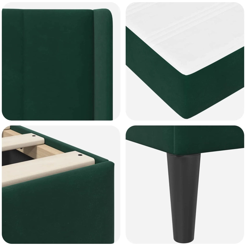 Struttura letto con materasso-Giroletto Verde Scuro 80 x 200 cm Velluto 374887