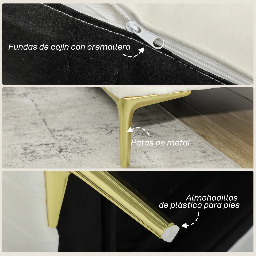 Poltrona in Velluto Acolchato ¨C Minimal ¨C Crema 81x77x81 cm