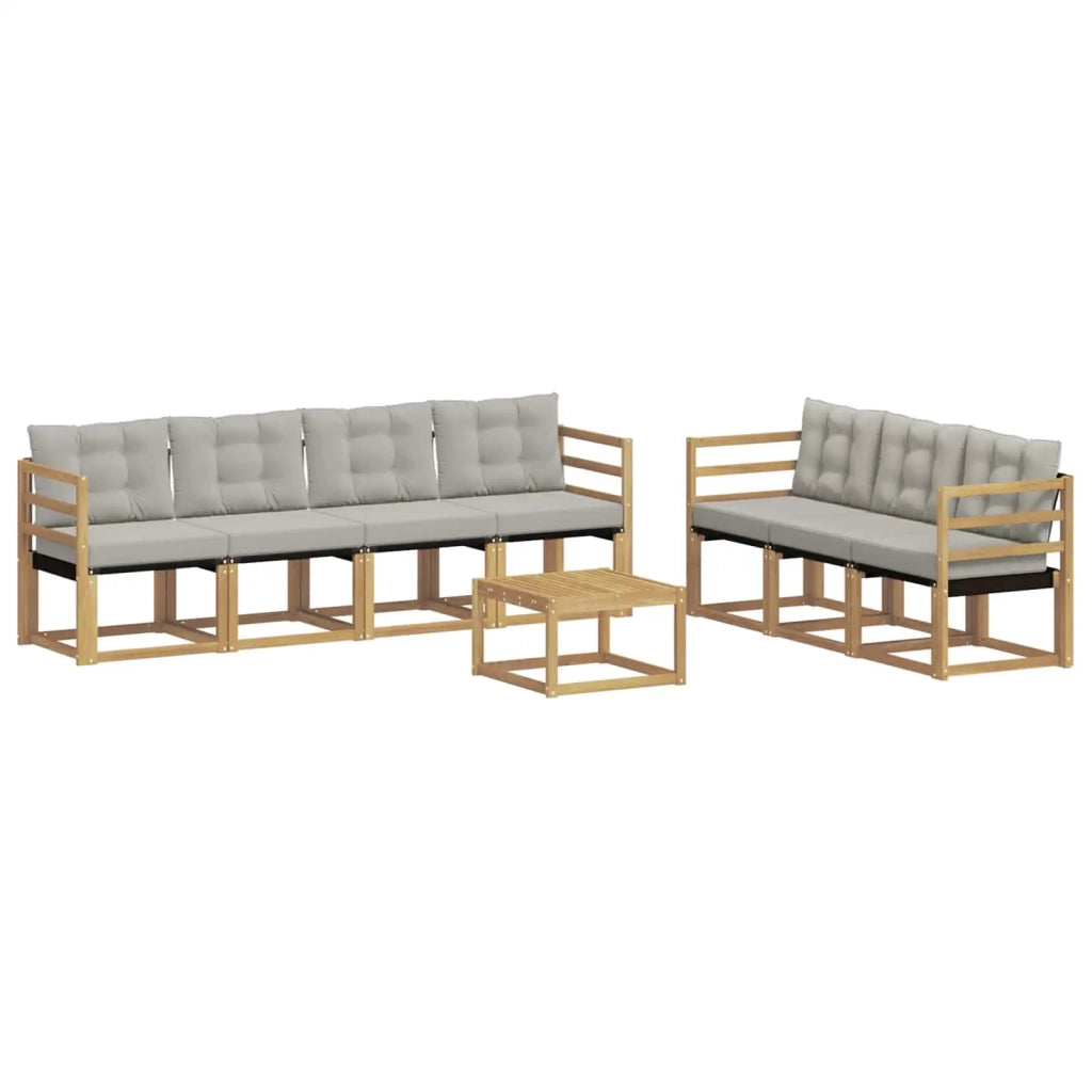 Set di divani da esterno 8 pz Bianco e Grigio Chiaro 3389273