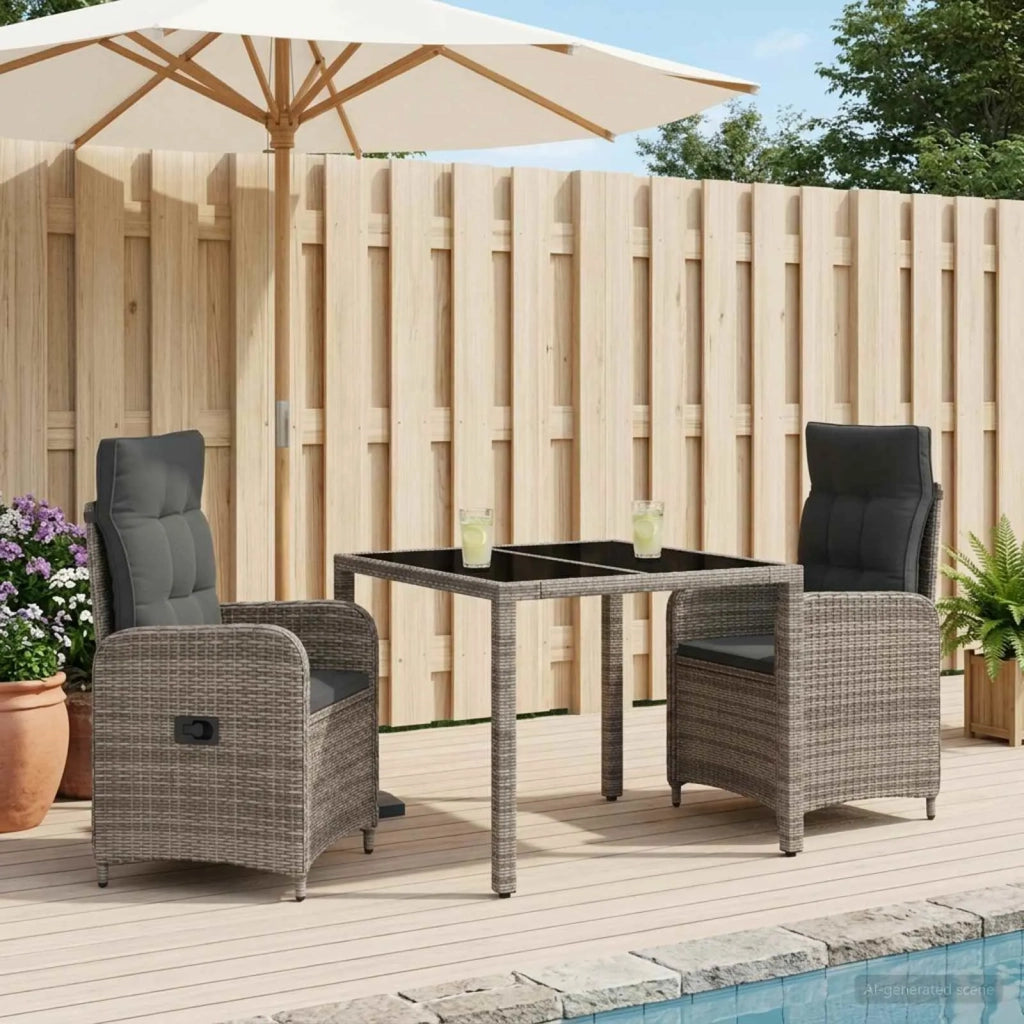 Set da pranzo per esterni 3 pz Grigio chiaro e grigio scuro 3422326