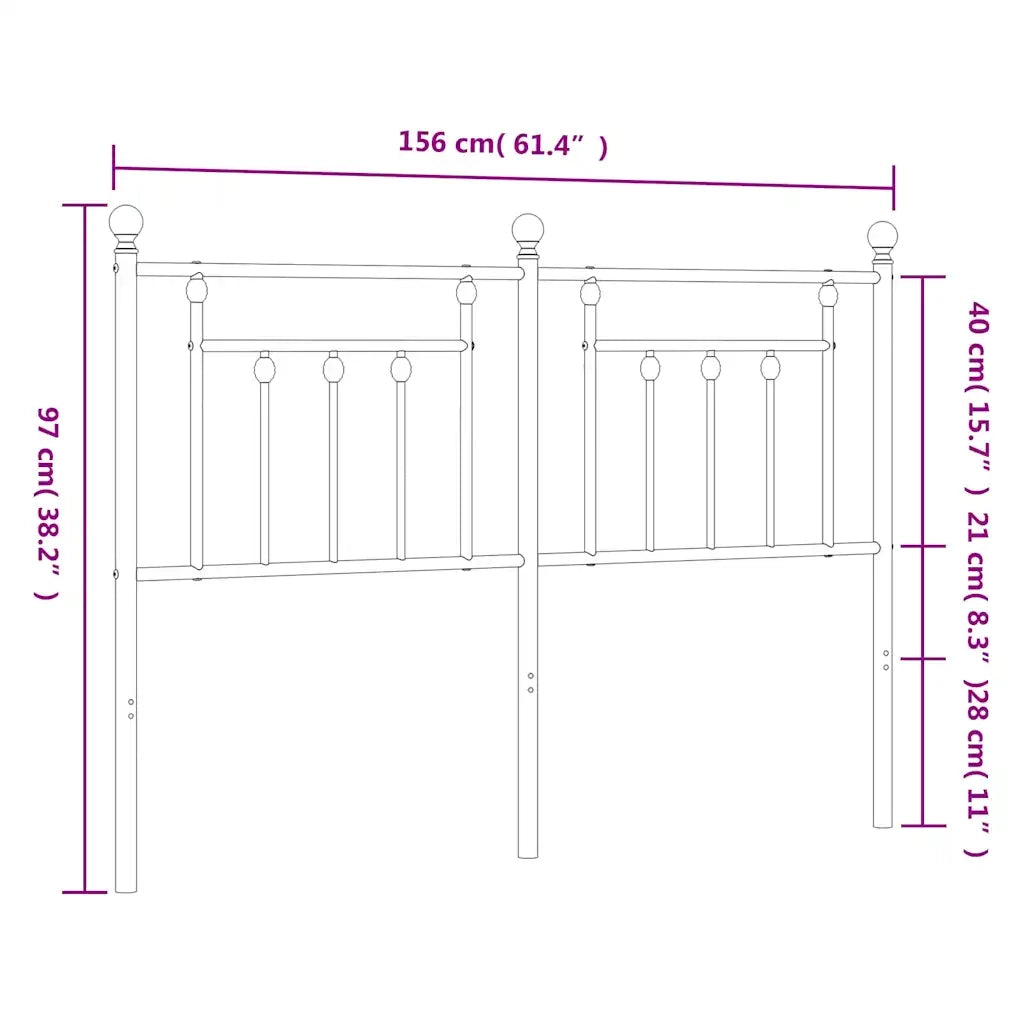 Testiera | Testata di Ricambio in Metallo Nero 150 cm