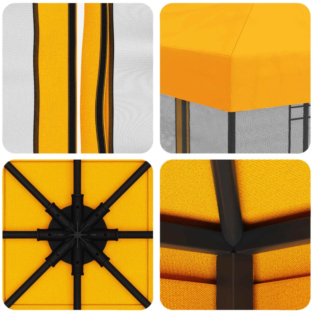 Gazebo da giardino con pareti laterali 3 x 3 m Giallo 900344