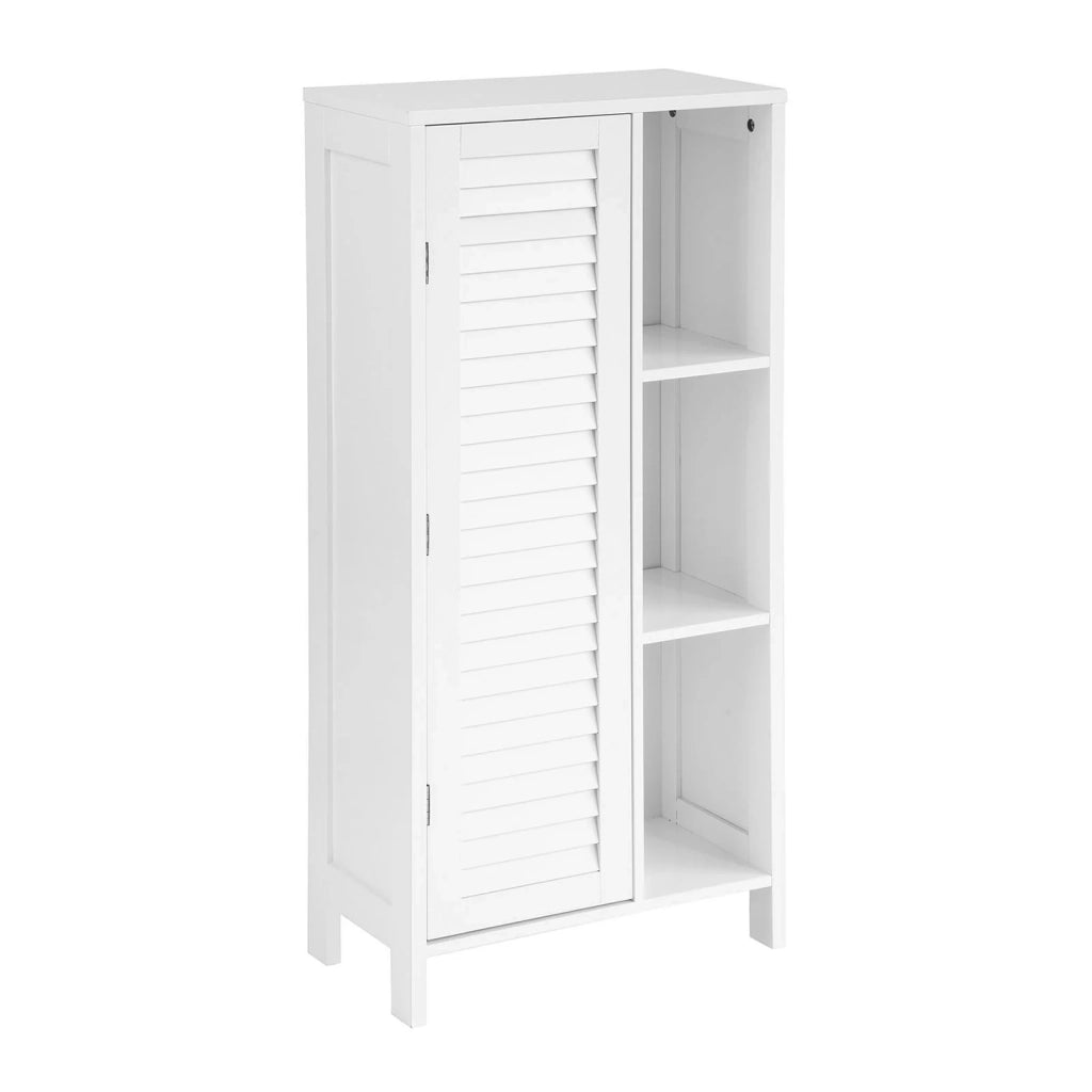 Mobiletto bagno Armadietto bagno Mobile bagno con anta lamellare comò Mobile contenitore bianco L48xP24xA96cm, BZR39-W
