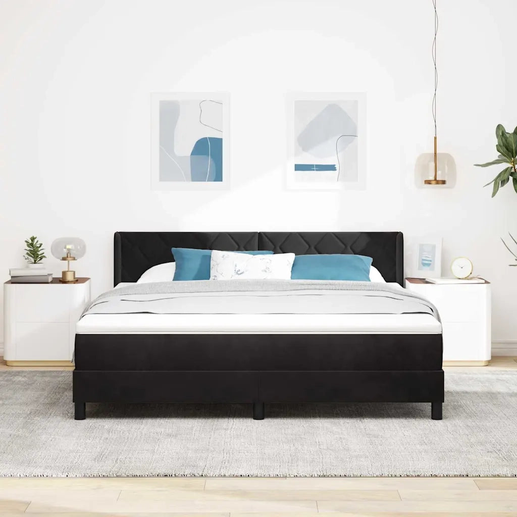 Letto a molle con testiera Nero 200 x 180 cm Velluto 3341536