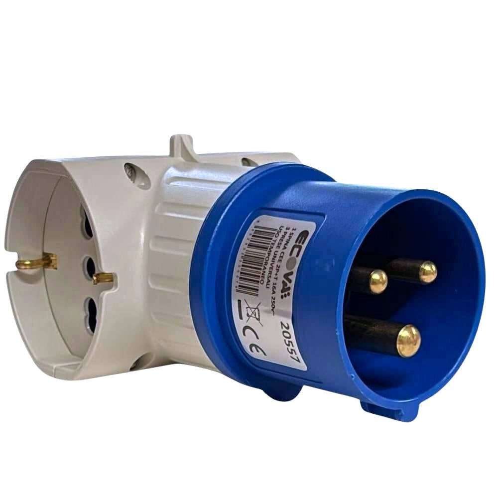 Ecova 20557 adattatore industriale 16a 2p+t a 3 prese universali 220v