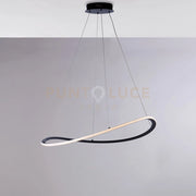Sospensione in metallo e alluminio laccato nero con led integrato CCT + telecomando e cavi elettrici regolabili