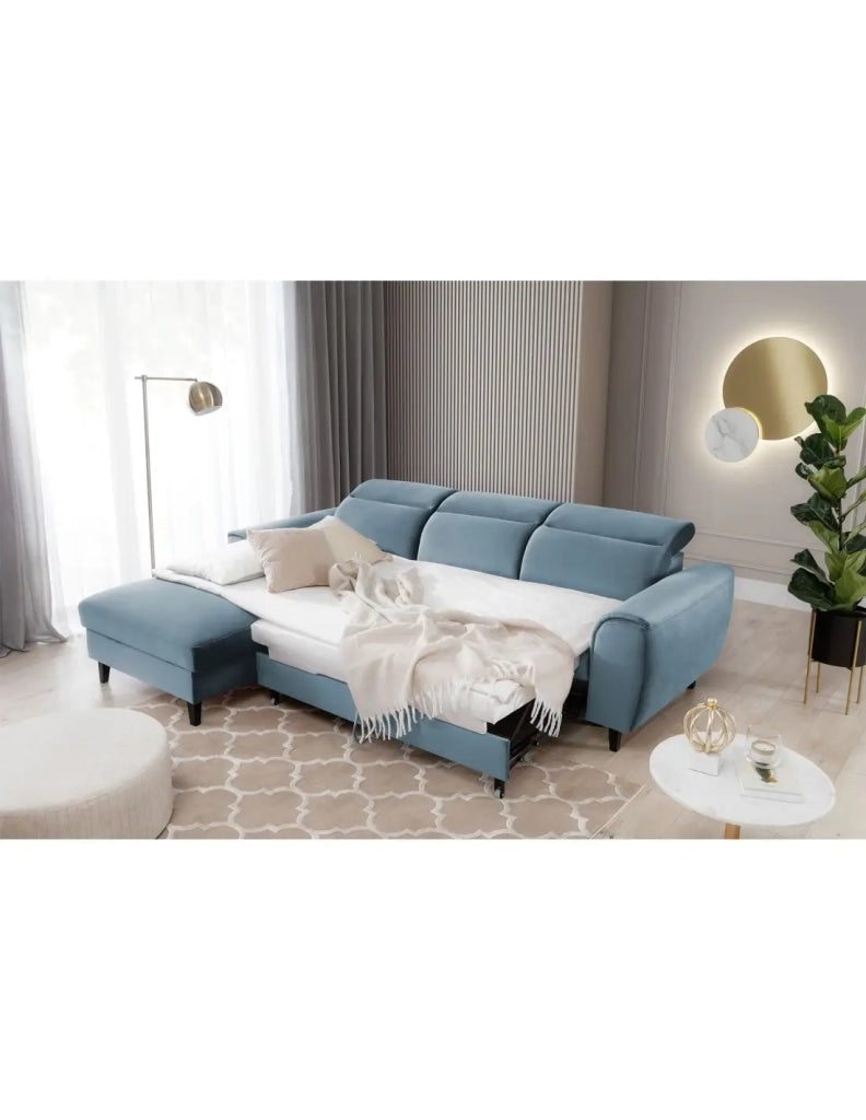 Divano angolare convertibile blu angolo sinistro 4 posti FABLE