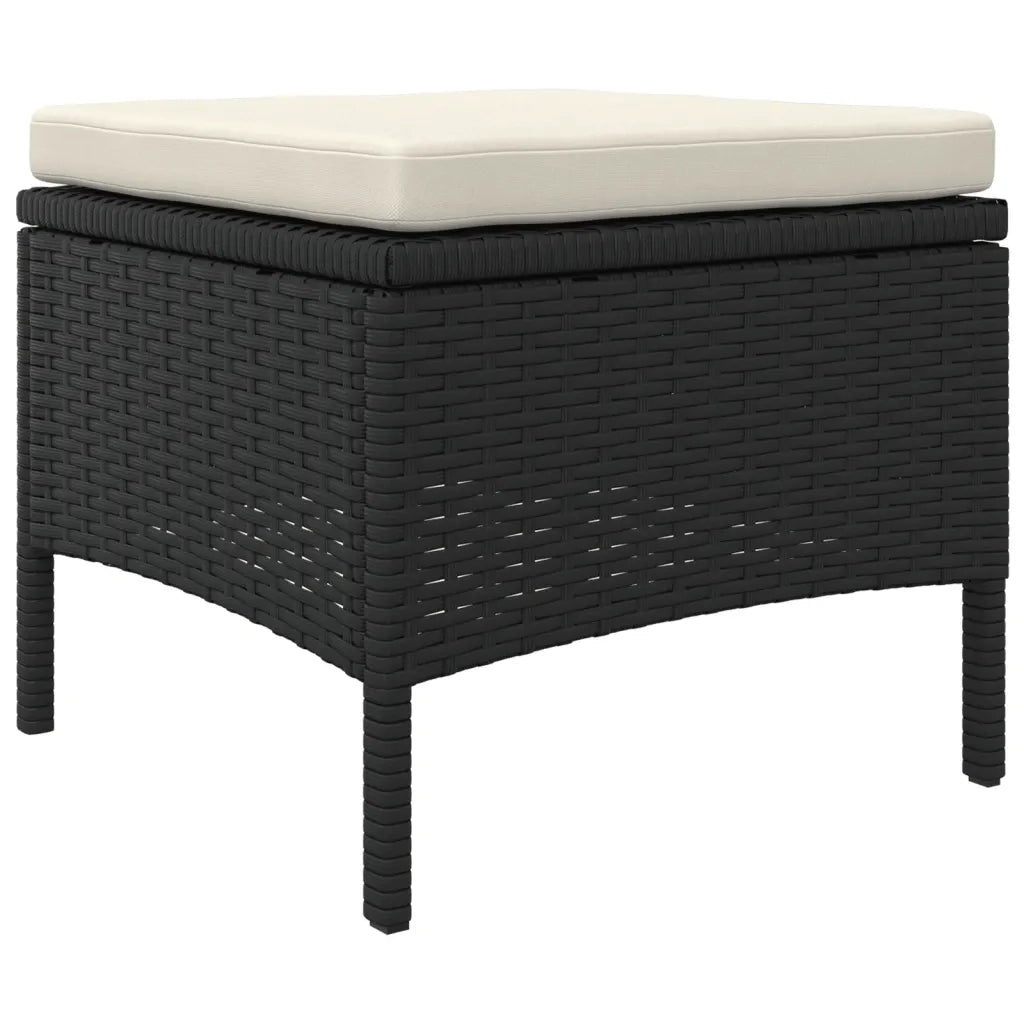 Divano Giardino 2 Posti con Tavolo e Sgabelli Nero Polyrattan 317626