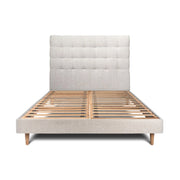 Letto 150x190 cm con testata imbottita - tessuto bouclé