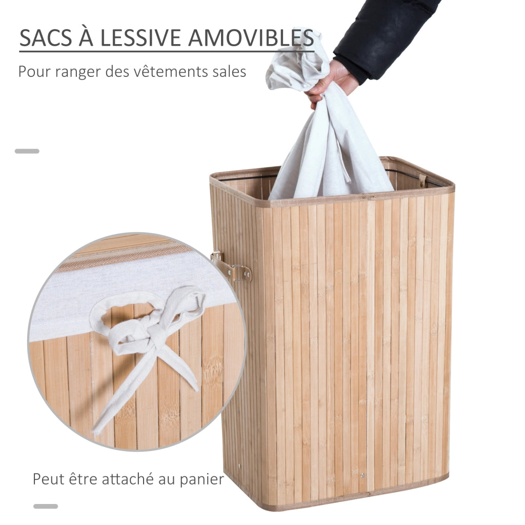 Cestino per biancheria in bamb¨´ ¨C zephmum ¨C beige 40x30x60 cm