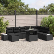 Set Divano da Giardino con archiviazione 9 pcs Nero Poly Rattan 3357976