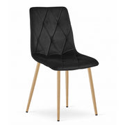 Sedia Libra in velluto nero con gambe effetto legno