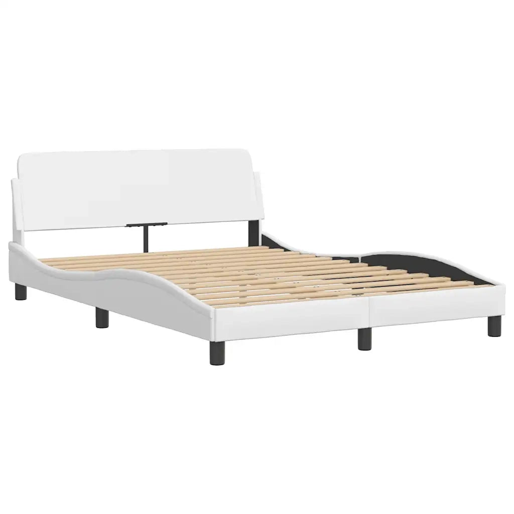 Letto matrimoniale | Letto per adulti | Giroletto senza Materasso Zadar Bianco 120x200 cm in Similpelle