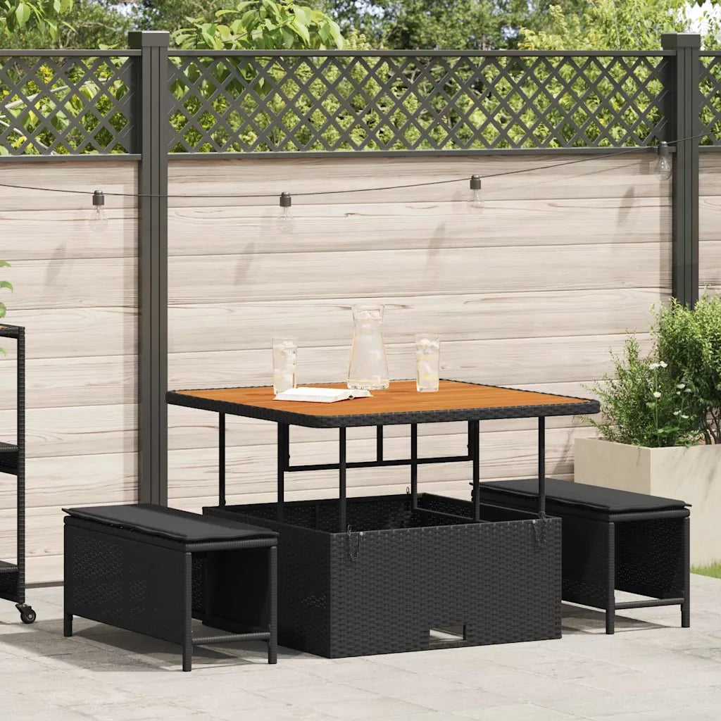 Set da Pranzo per Giardino Nero polyrattan 42007906