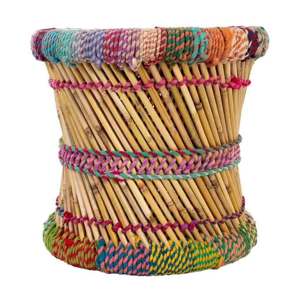 Set di 2 sgabelli in bambù multicolore