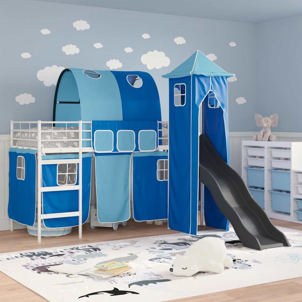 Struttura del letto loft per bambini Bianco e Blu 100 x 190 cm 42020903