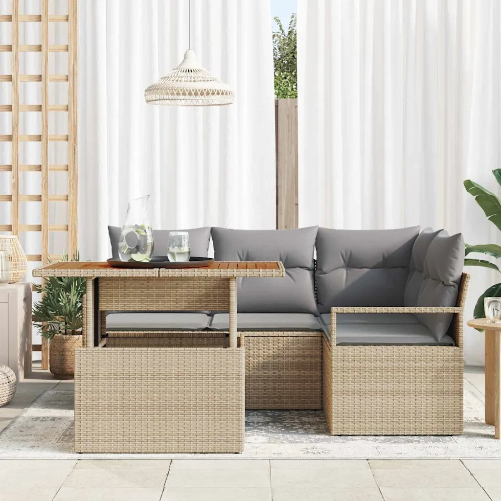 Set da Pranzo per Giardino con cuscino 5 pcs Beige e grigio 3349706