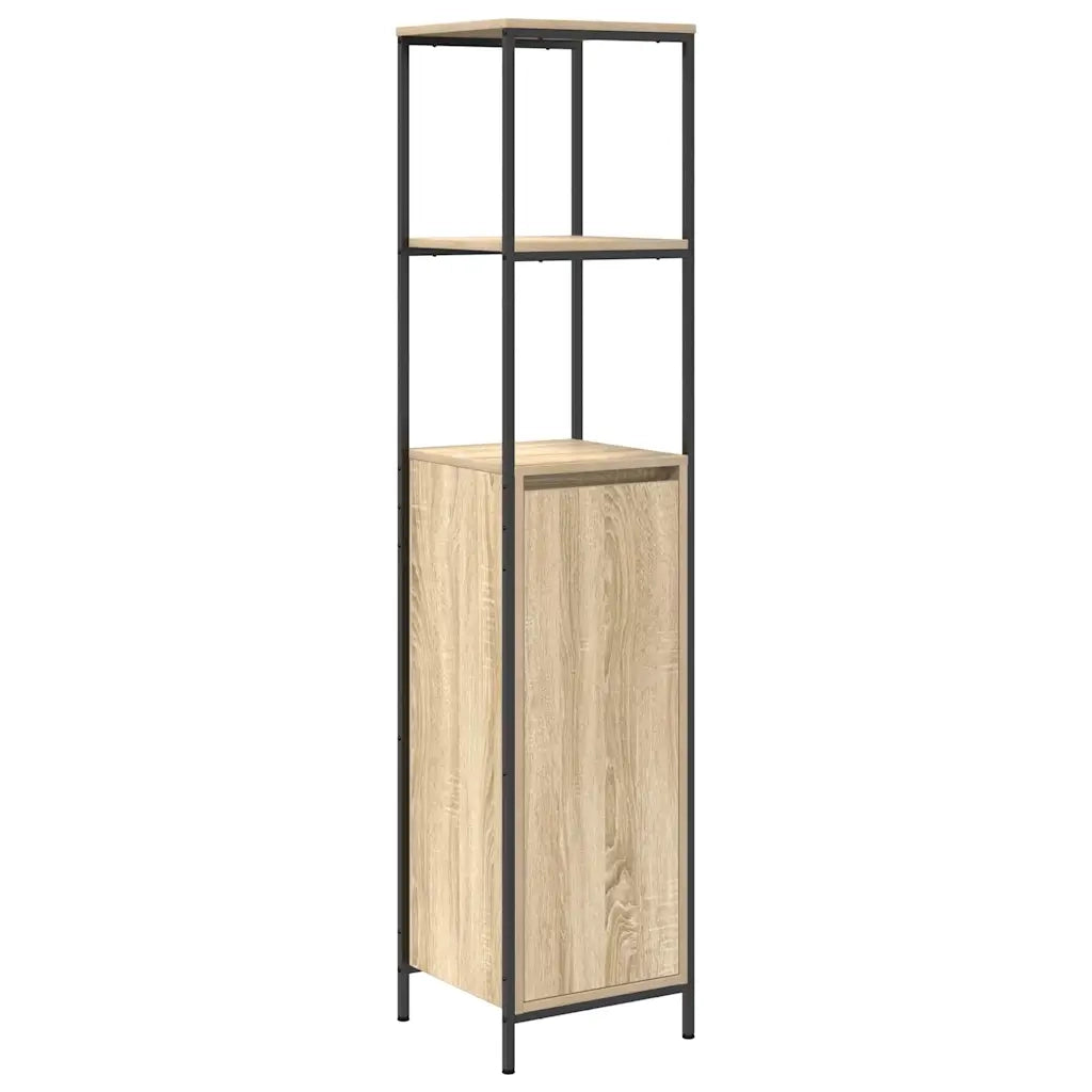 Set di mobili per il Bagno | Armadio da bagno con porta 3 pz Rovere Sonoma e Nero