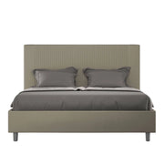 Letto queen size con rete imbottito 150x190 similpelle cappuccino Goya