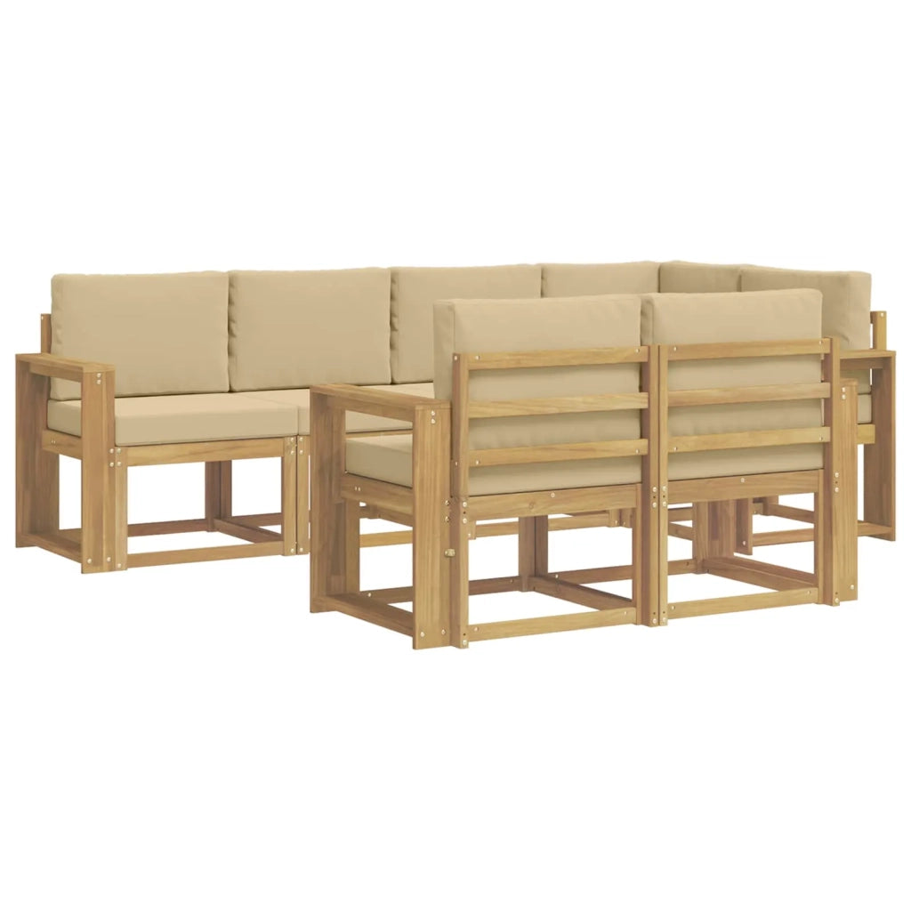 Set di divani da esterno 7 pz Bianco e Beige Poliestere 3387777