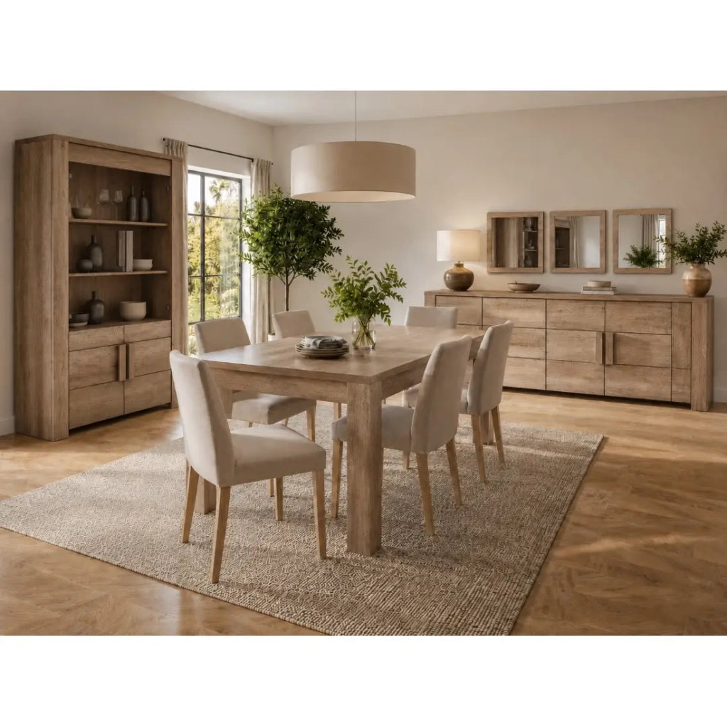 Grande vetrina 2 porte in vetro e 2 porte in legno - Collezione FARRA - quercia chiara