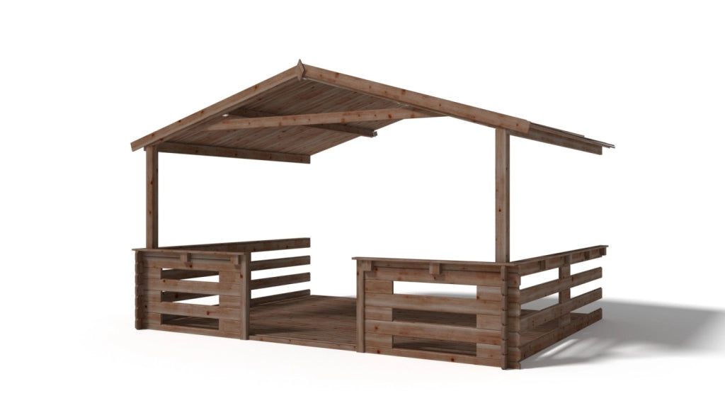 Veranda - 12m2 - 4m x 3m - impregnata - colore: marrone - DOM542 - ALTANKA