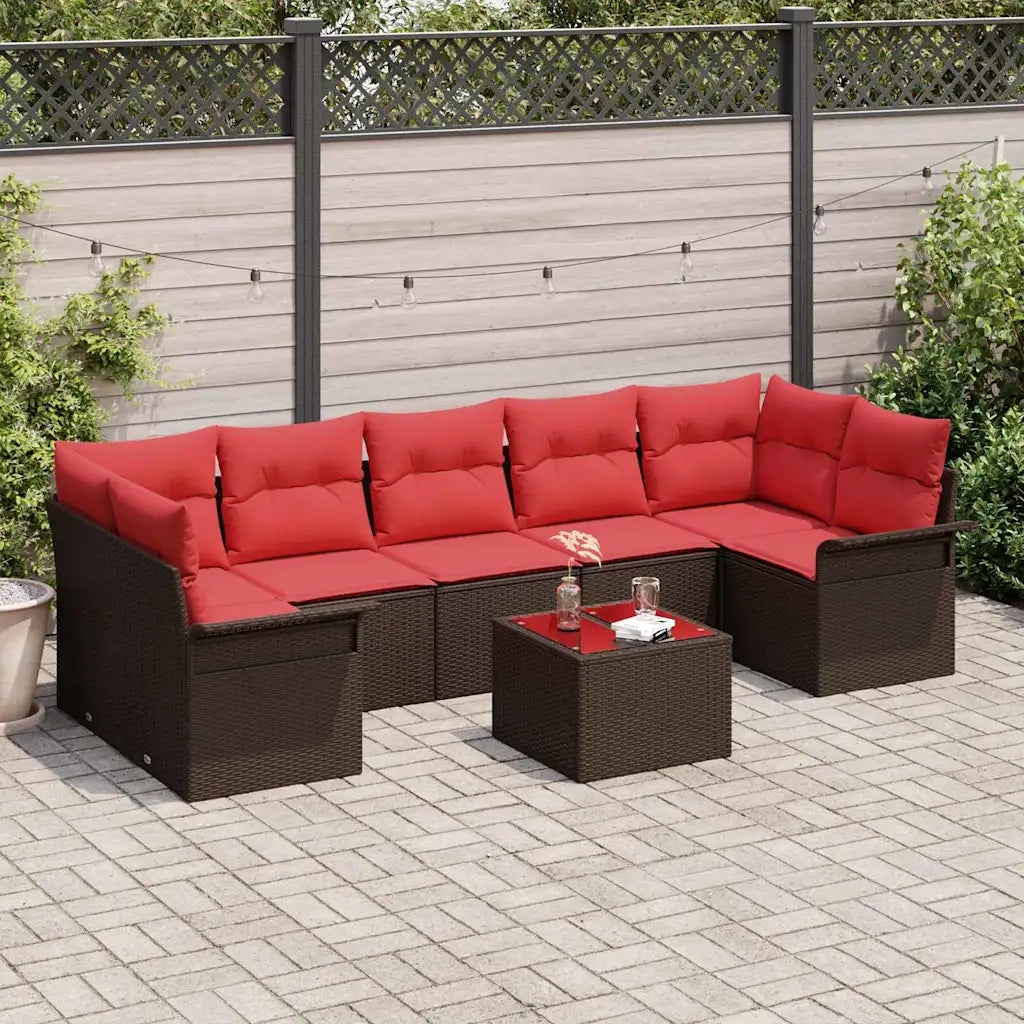 Set Divano da Giardino 8 pcs Marrone polyrattan 3345284