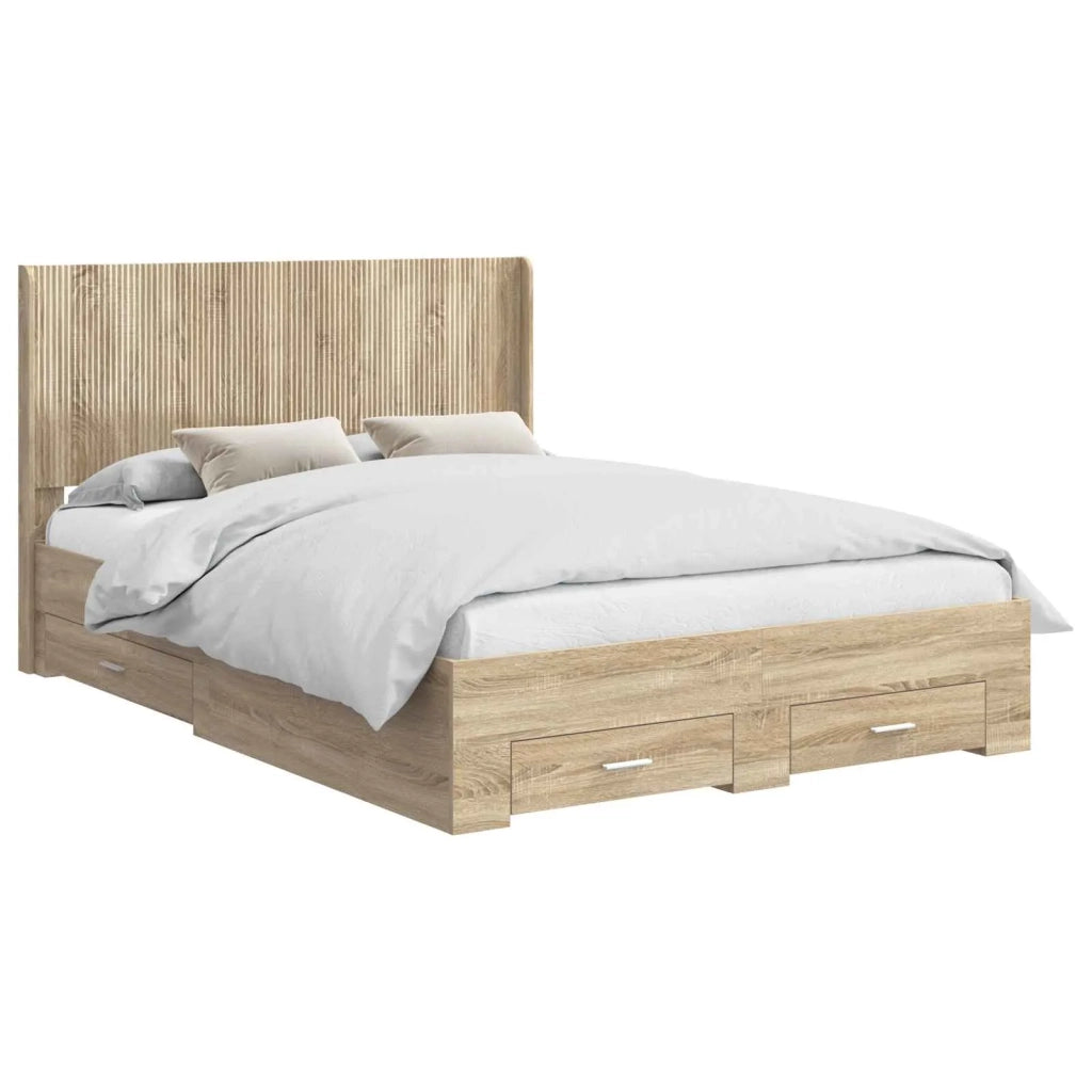 Struttura del letto con stoccaggio e testata Rovere Sonoma 3414127