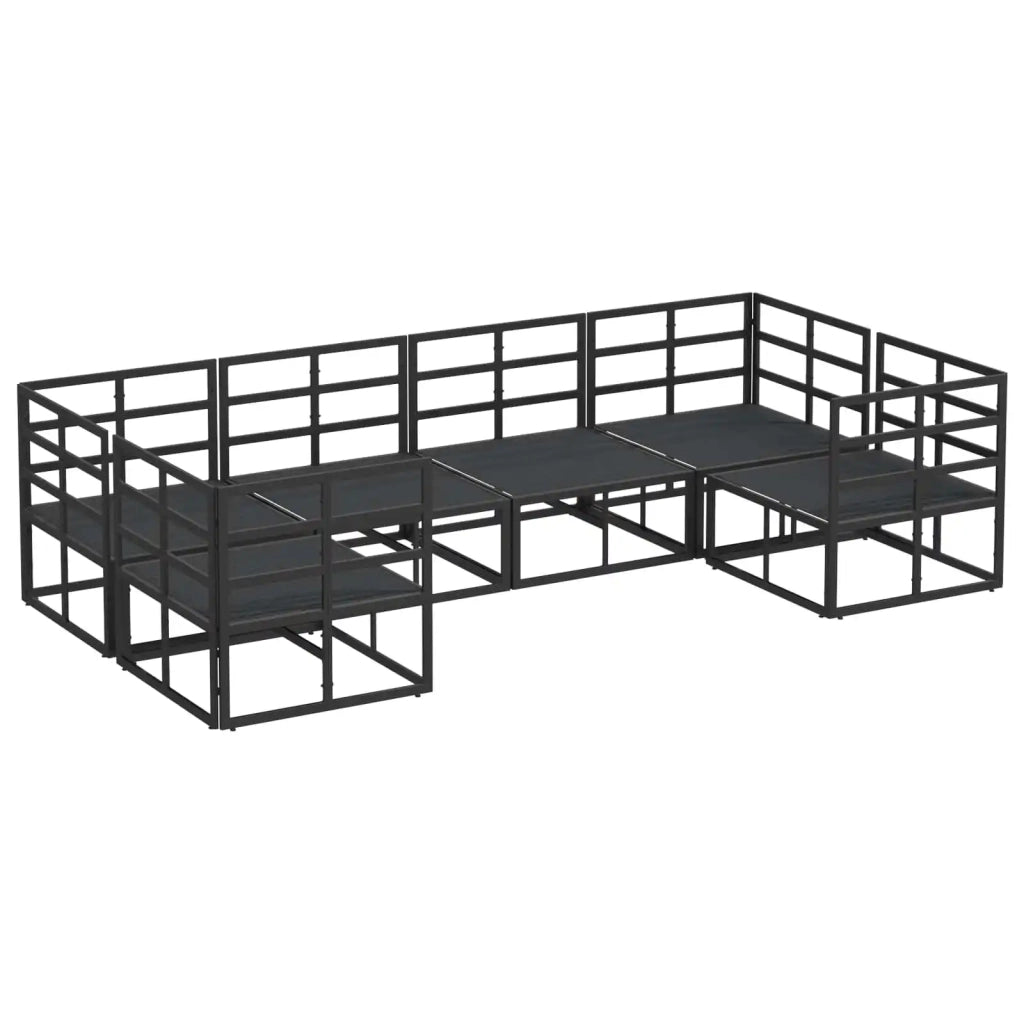 Set Divano da Giardino con cuscino 6 pcs Nero Alluminio 3378944