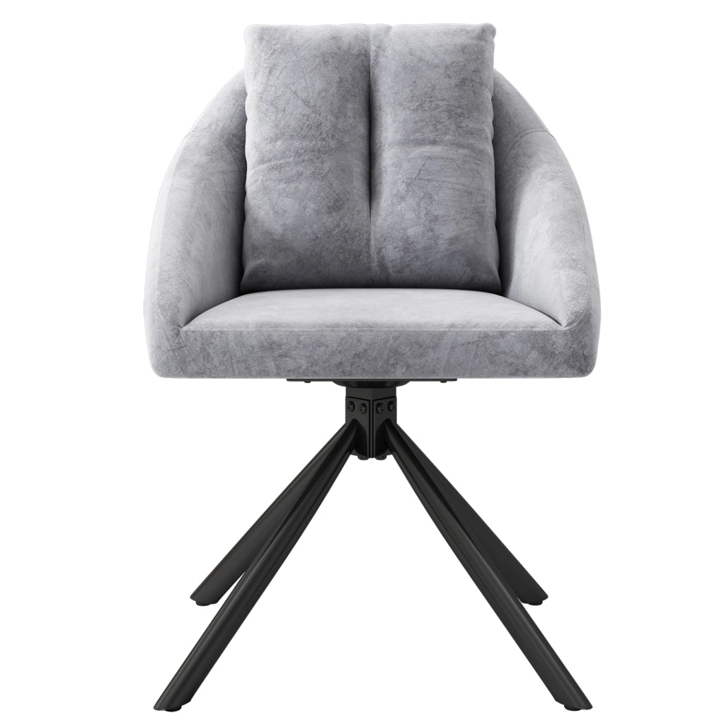 Set di 4 sedie girevoli in velluto grigio
