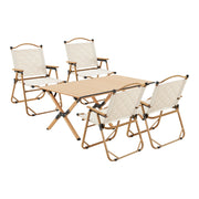 Set tavolo e 4 sedie da campeggio in tessuto Oxford 600D effetto legno beige 03_0010694