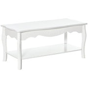 Tavolino da Caffè Basso in Legno Bianco 94x44x42 cm