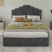 Letto imbottito 140x200 grigio - Xylo - con struttura sollevabile