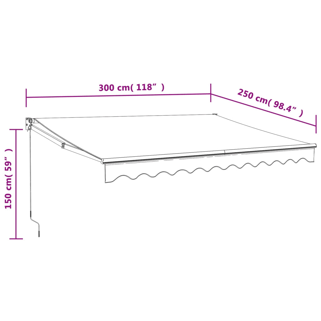 Tenda Sole | Tenda parasole Retrattile Blu e Bianca 3x2,5 m Tessuto e Alluminio