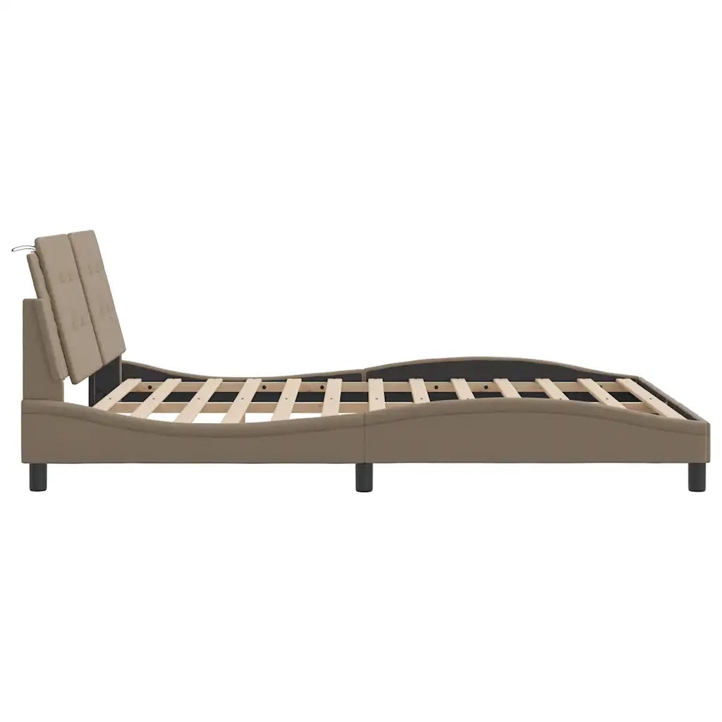 Letto matrimoniale | Letto per adulti | Giroletto senza Materasso Zadar Cappuccino 160x200 cm in Similpelle