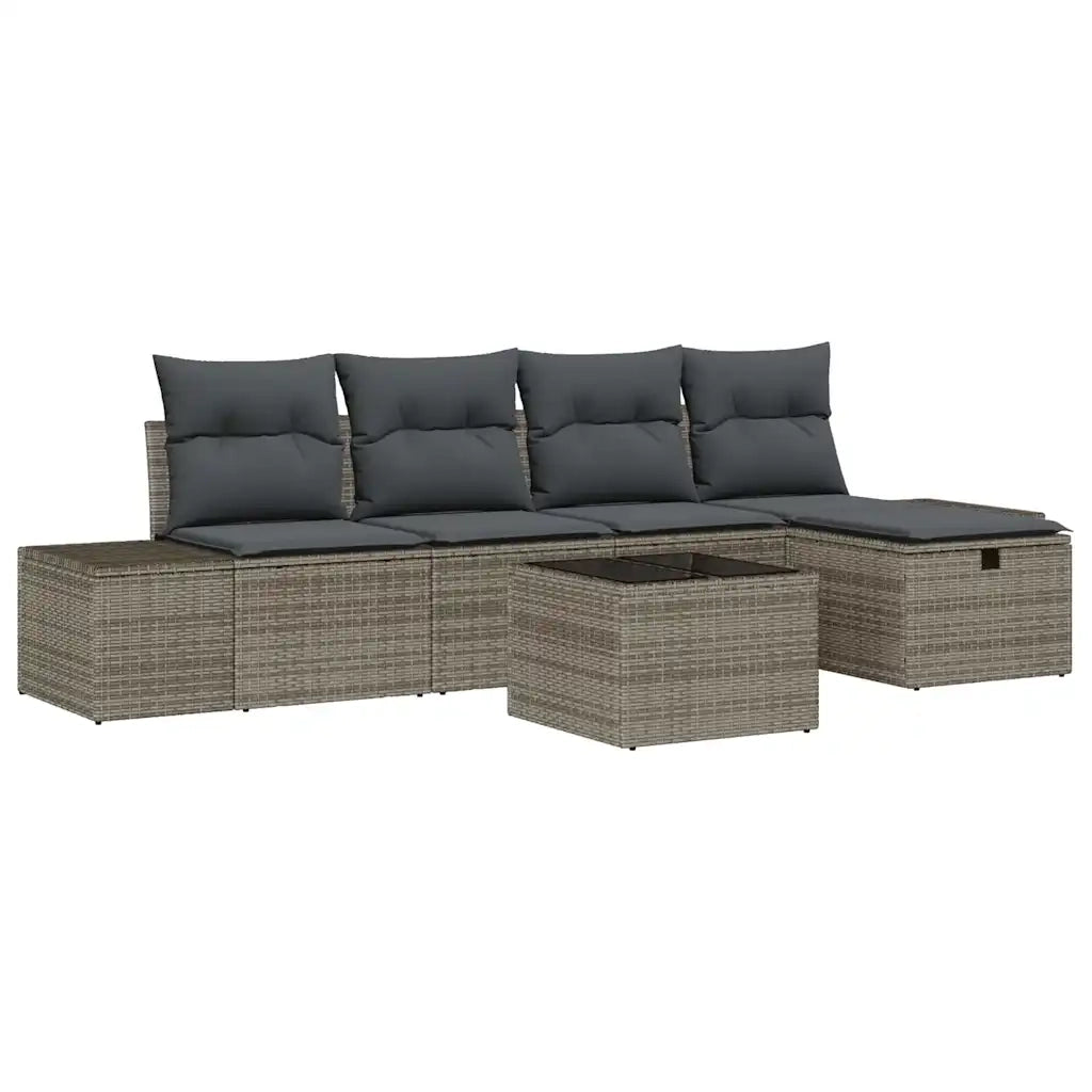 Set Divano da Giardino con cuscino 6 pcs Grigio polyrattan 3359368