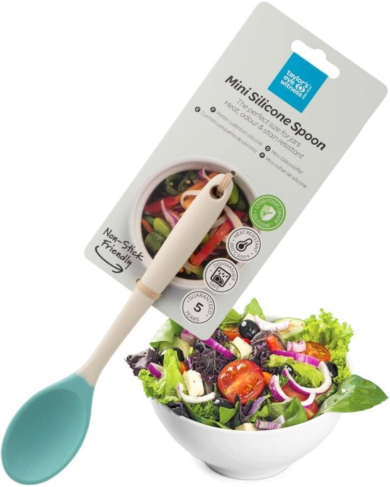 Mini cucchiaio di silicone, latte di mandorla e turquesa