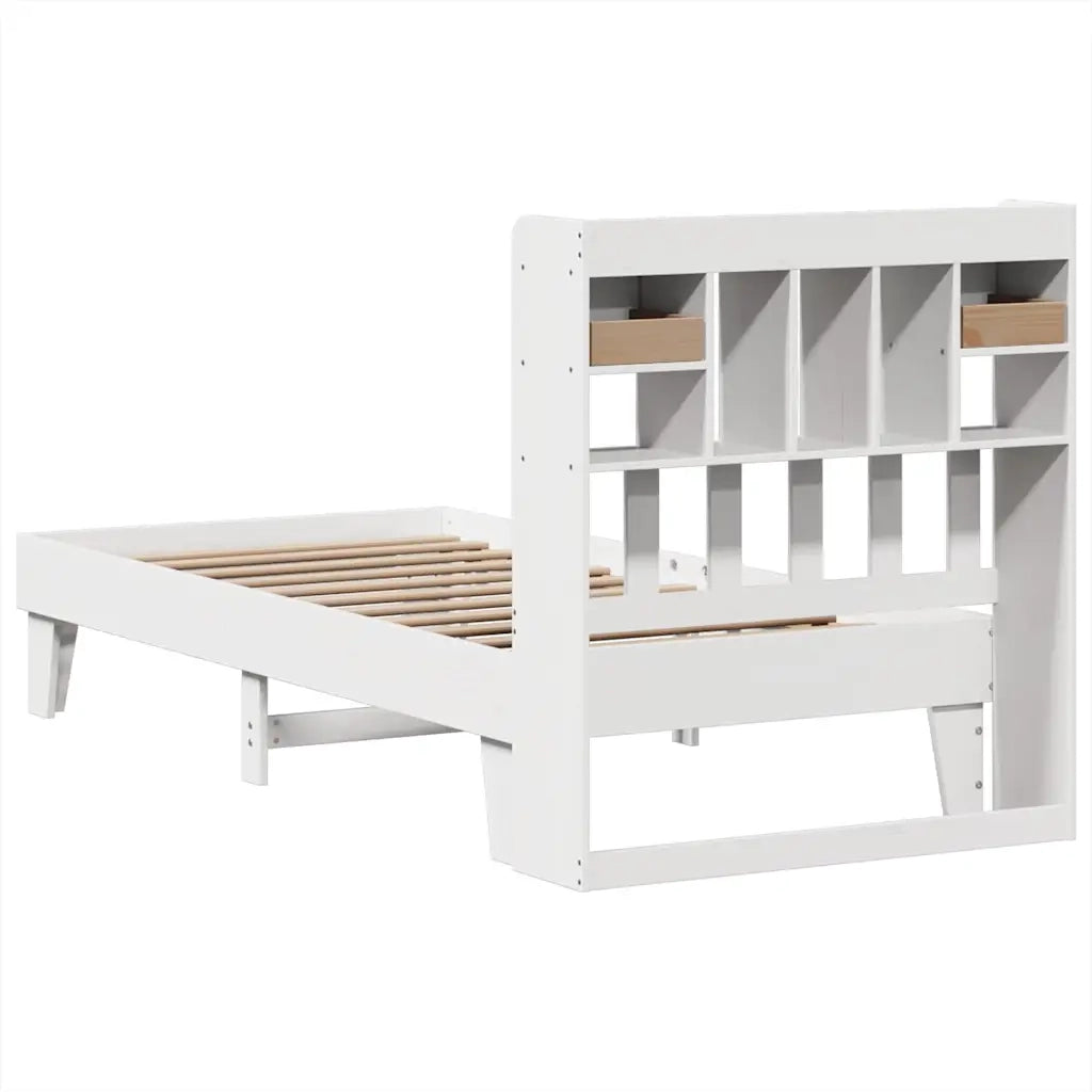 Letto senza Materasso-Struttura Letto Bianco 75x190 in Legno Massello di Pino 733891