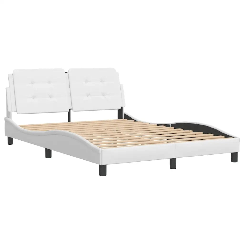 Letto matrimoniale | Letto per adulti | Giroletto senza Materasso Zadar Bianco 120x200 cm in Similpelle