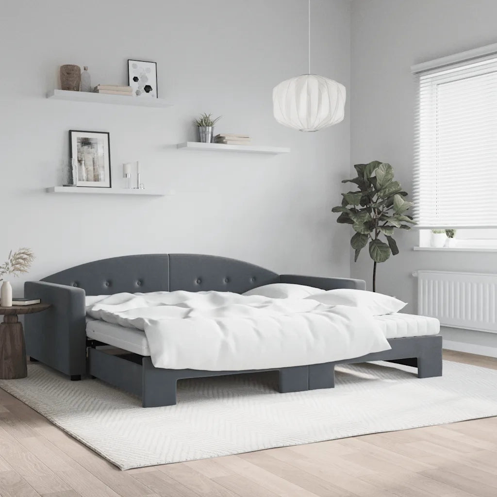 Divano Letto Estraibile Materassi Grigio Scuro 100x200 Velluto 3197333