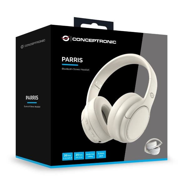 Conceptronic parris03c cuffia e auricolare con cavo e senza cavo a padiglione musica bluetooth crema
