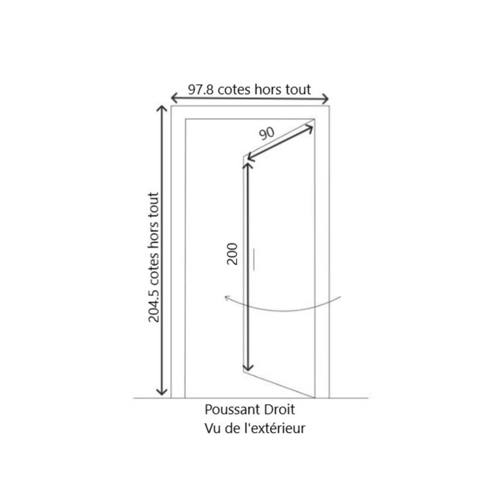 Porta d'ingresso in legno vitreo, Santiago grigio RAL7039, H,200xl,90 p, destra Cote Tableau senza maniglia