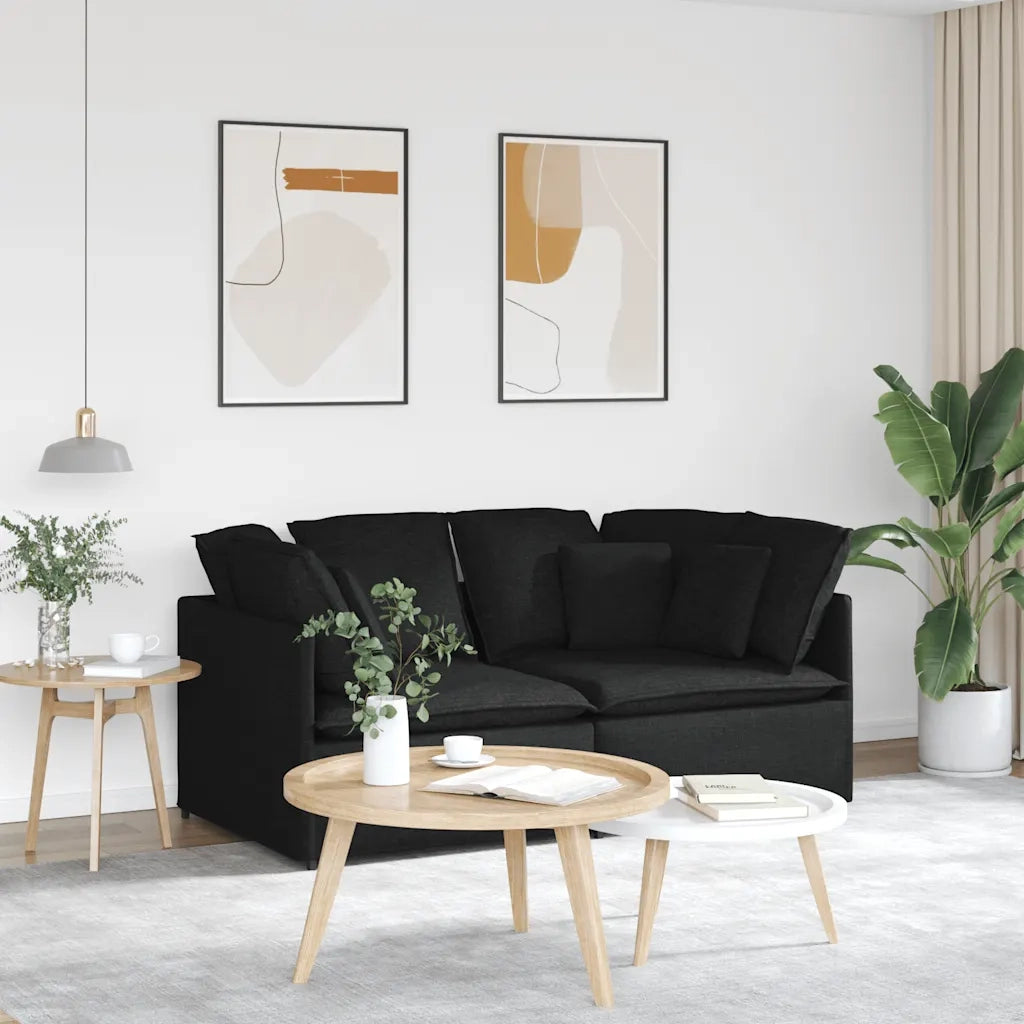 Divano Modulare con Cuscini-Sofa Modulare-Divanetto in Tessuto Nero