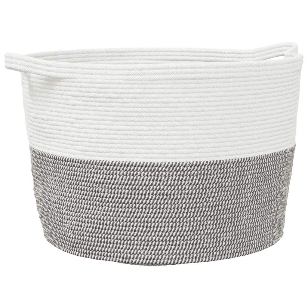 Cesto per Biancheria Grigio e Bianco ?60x36 cm in Cotone CFW2451303