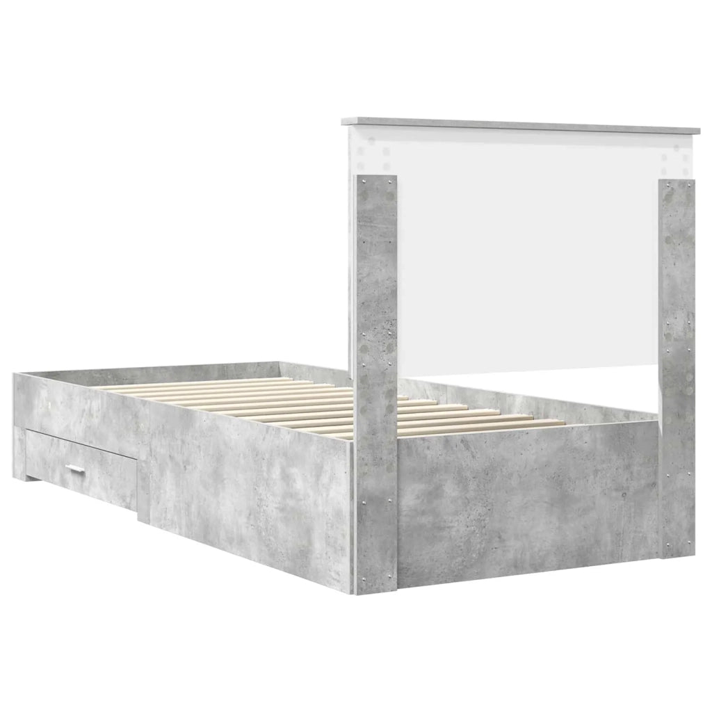 Letto singolo | Letto per adulti | Struttura del letto con testiera Grigio cemento 90 x 200 cm