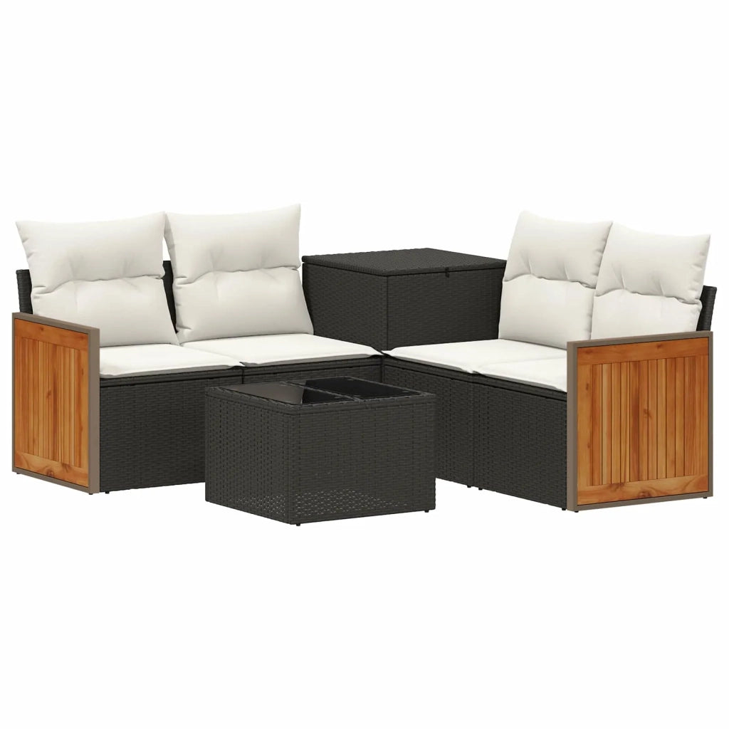 Set di divani 6 pz Nero e Bianco Crema 3447701