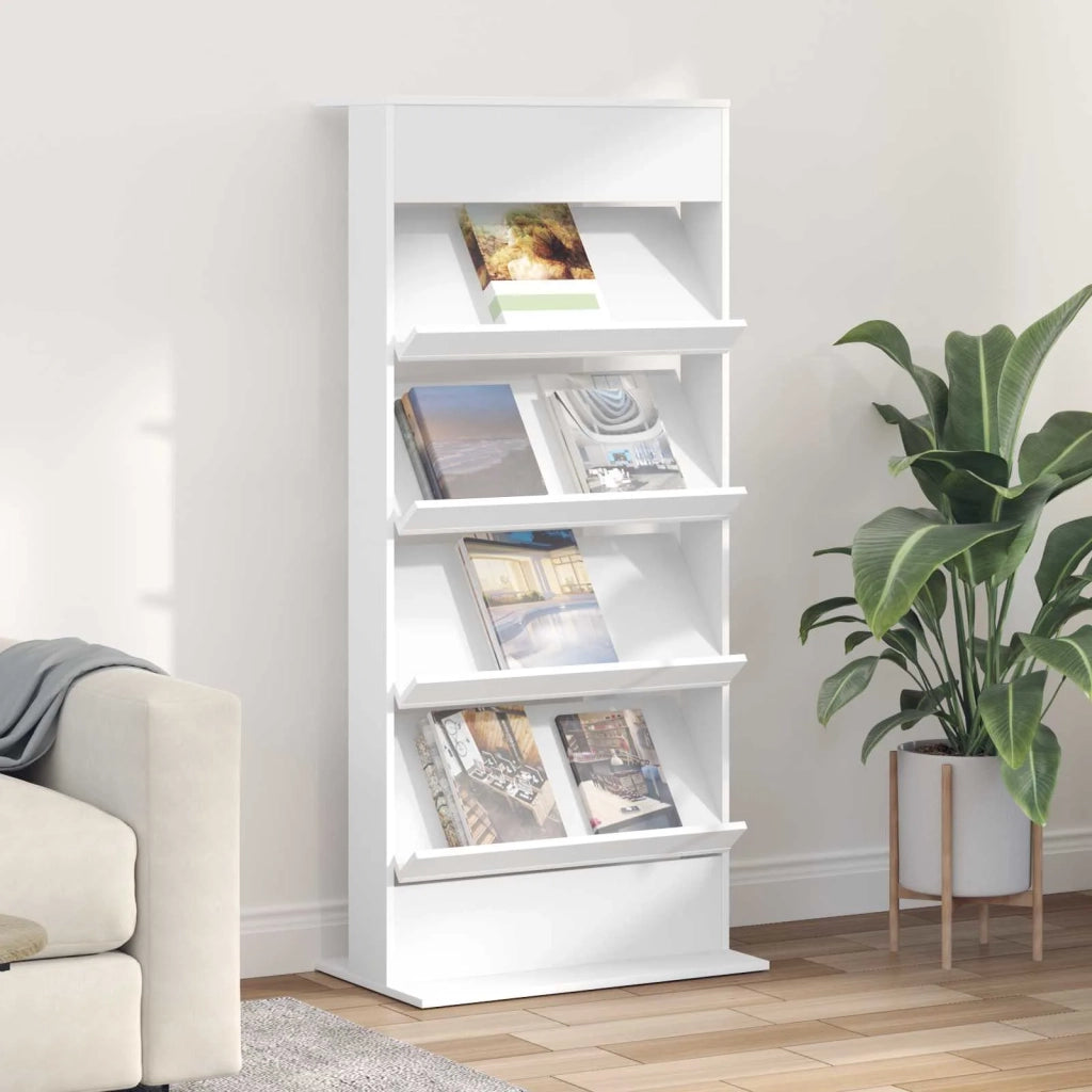 Scaffale per riviste Bianco 70 x 41 x 156 cm Legno multistrato 899519