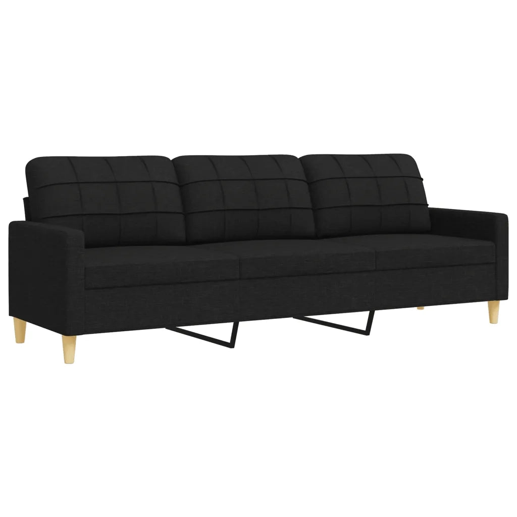 Set Divani 3 pz con Cuscini Decorativi Nero in Tessuto 3278307