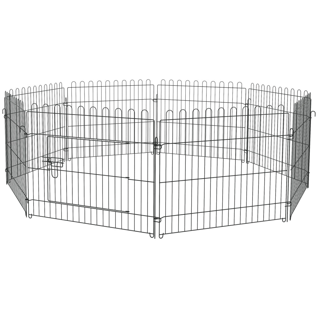 Recinto per Cani 8 Pannelli ¨C Minimal ¨C Acciaio Nero ?180x61 cm