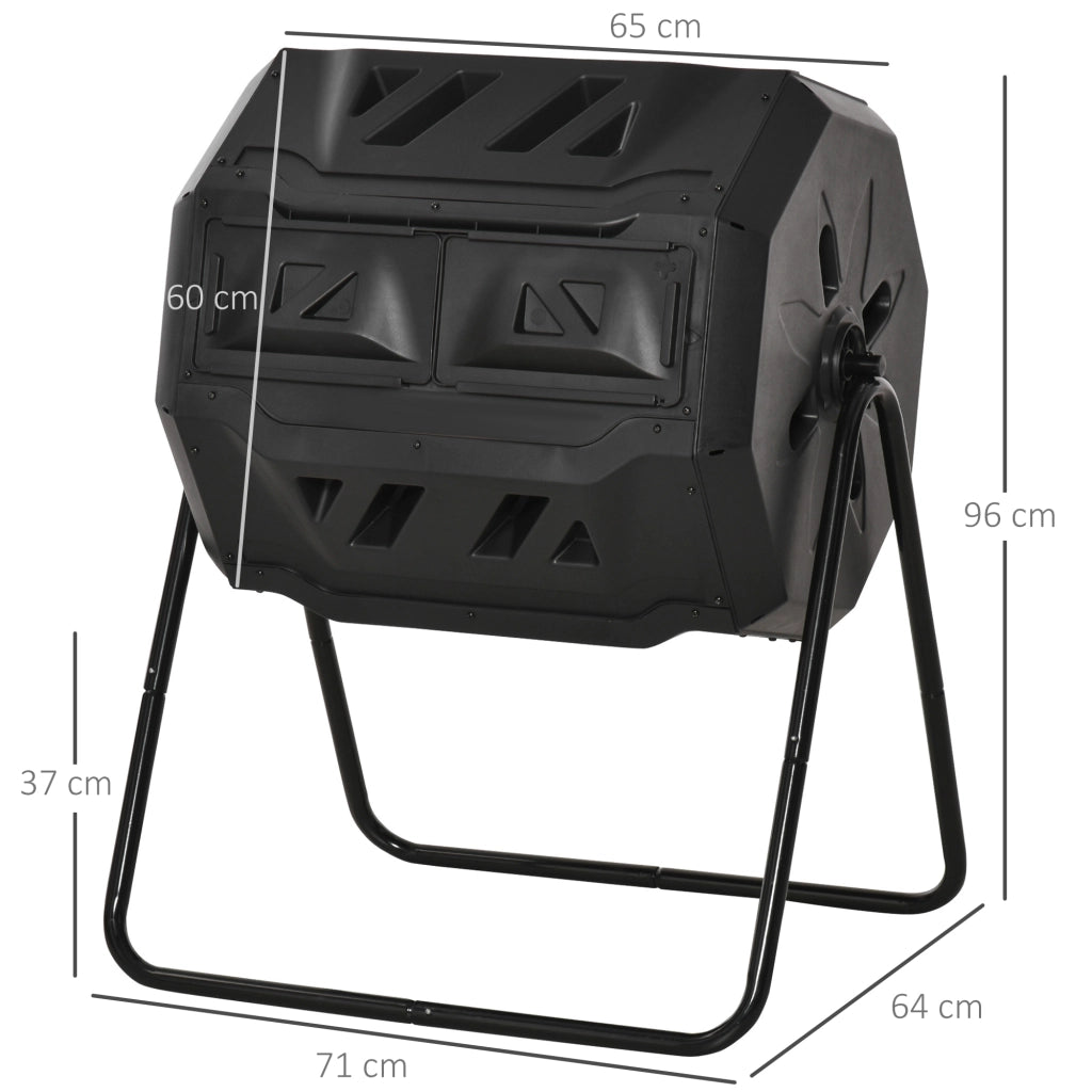 Compostiera 2 Contenitori ¨C Minimal ¨C 160L 71x65x96 Nero